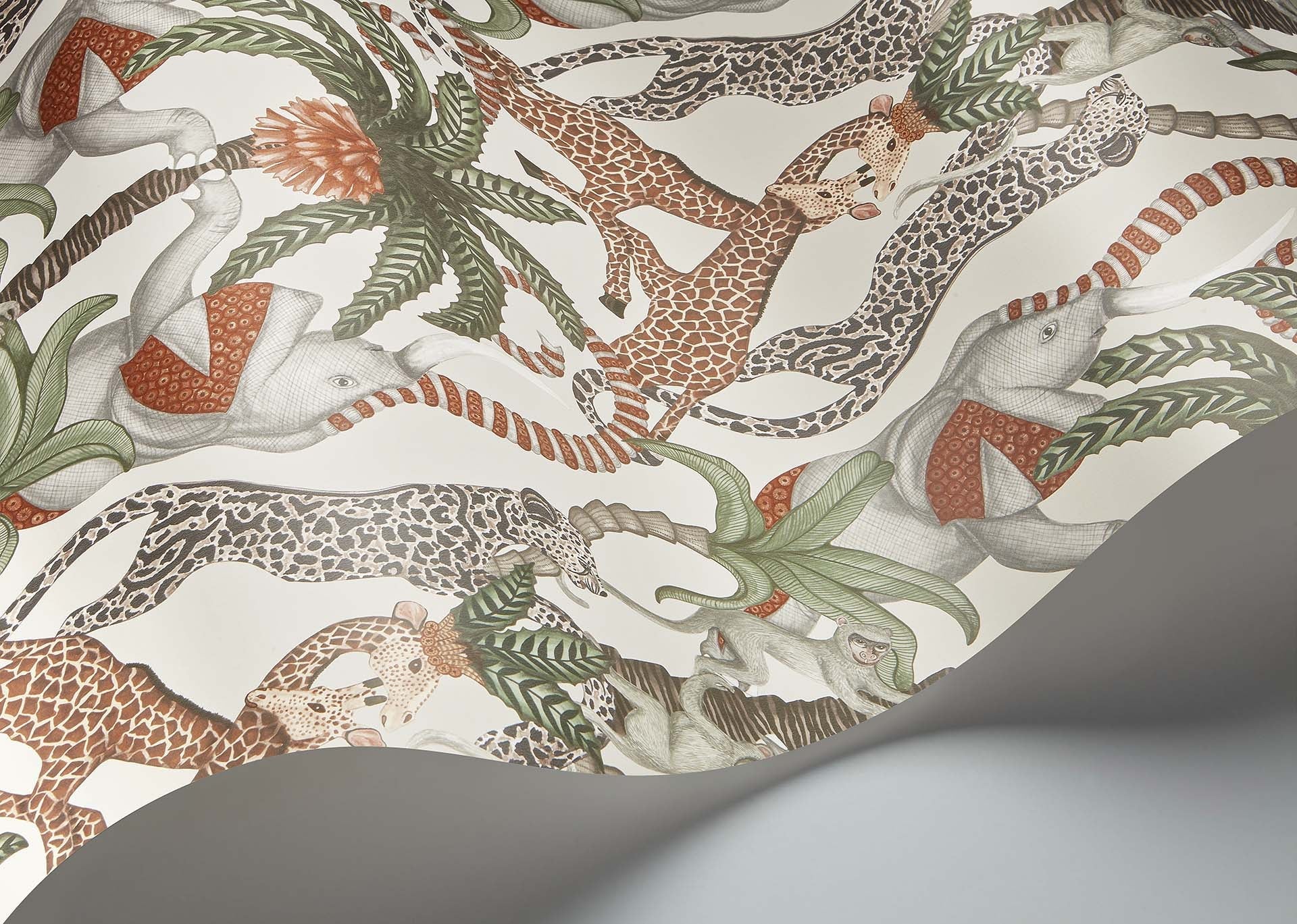 Cole & Son Jabula Safari Totem, Terracotta & Forest Green on Stone