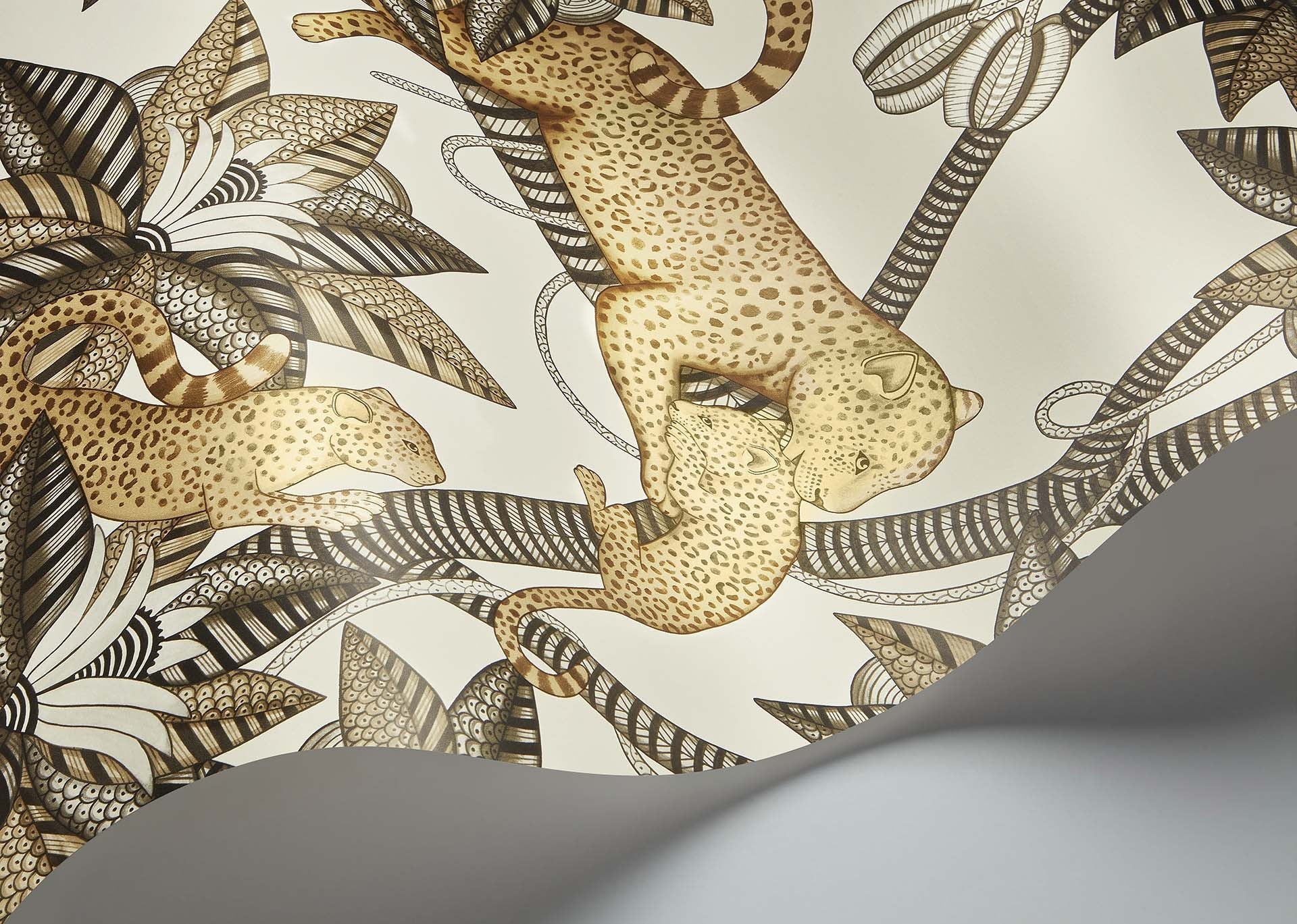 Cole & Son Ardmore Jabula .  Satara,  Soot & Metallic Gold on Linen
