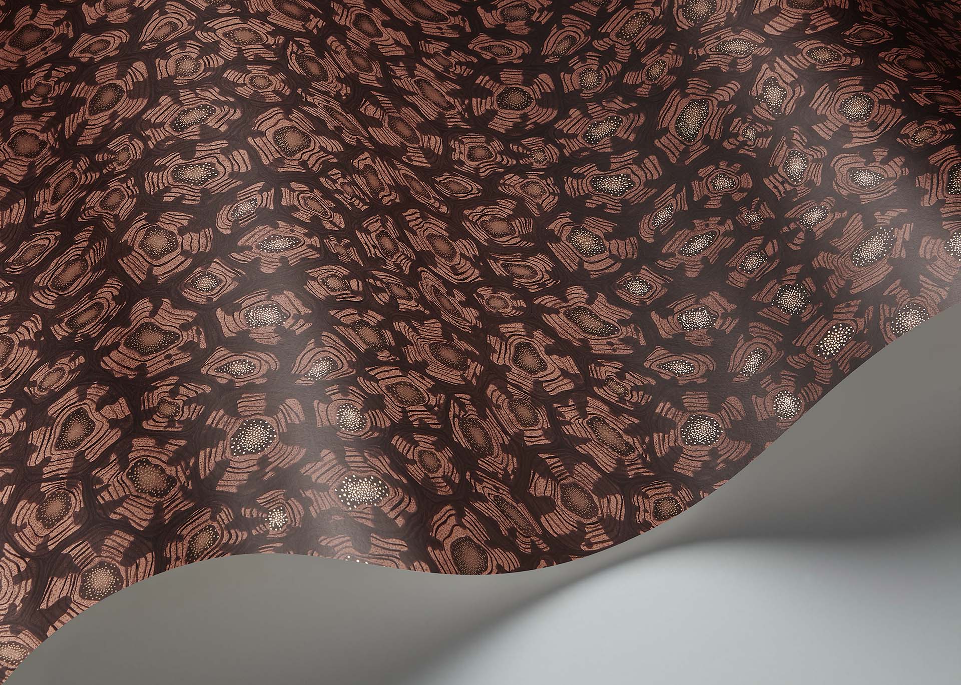 Cole & Son Jabula Savanna Shell, Terracotta, Claret & Metallic Gold