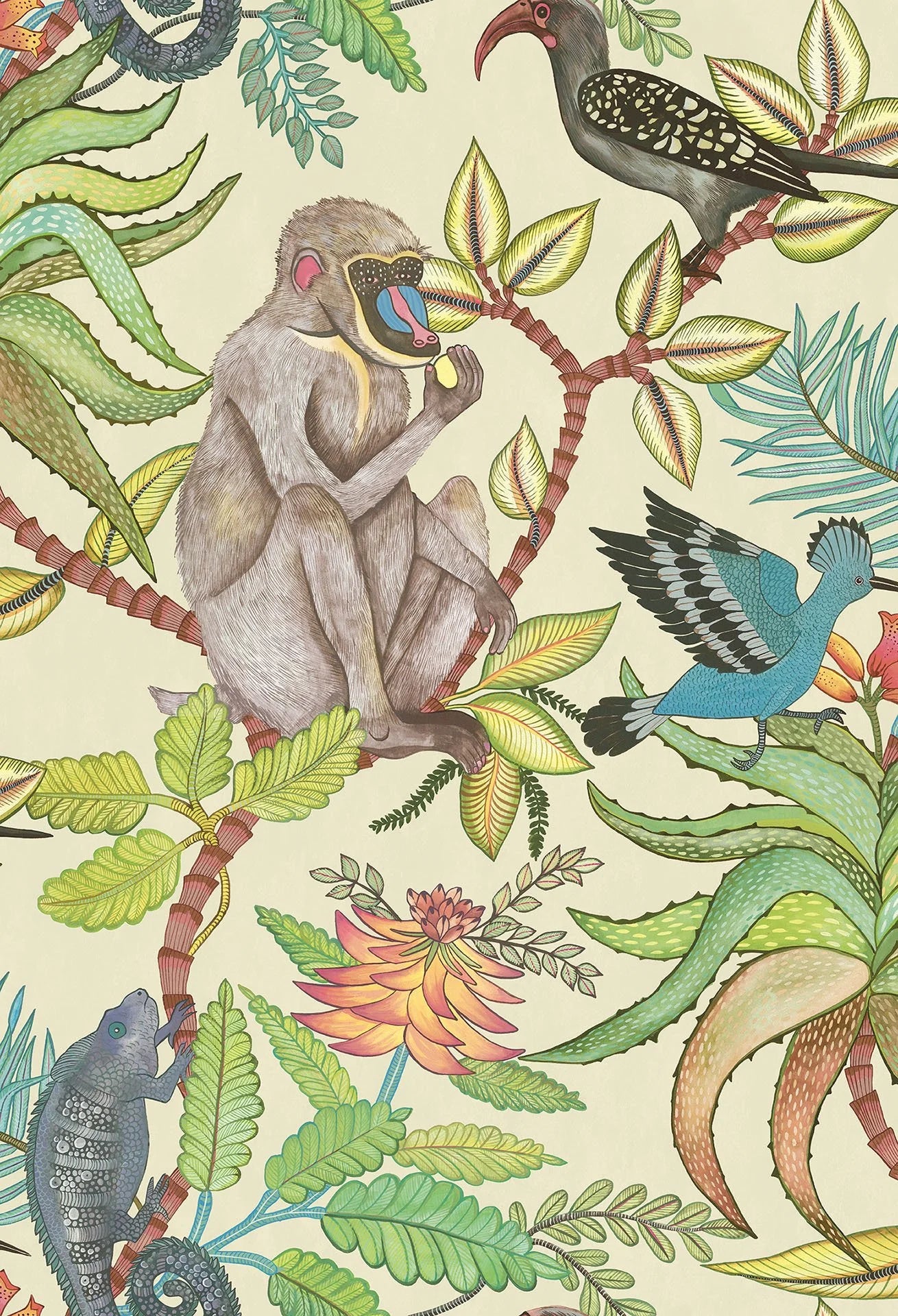 Cole & Son Ardmore Savuti, Bright Multi on Cream