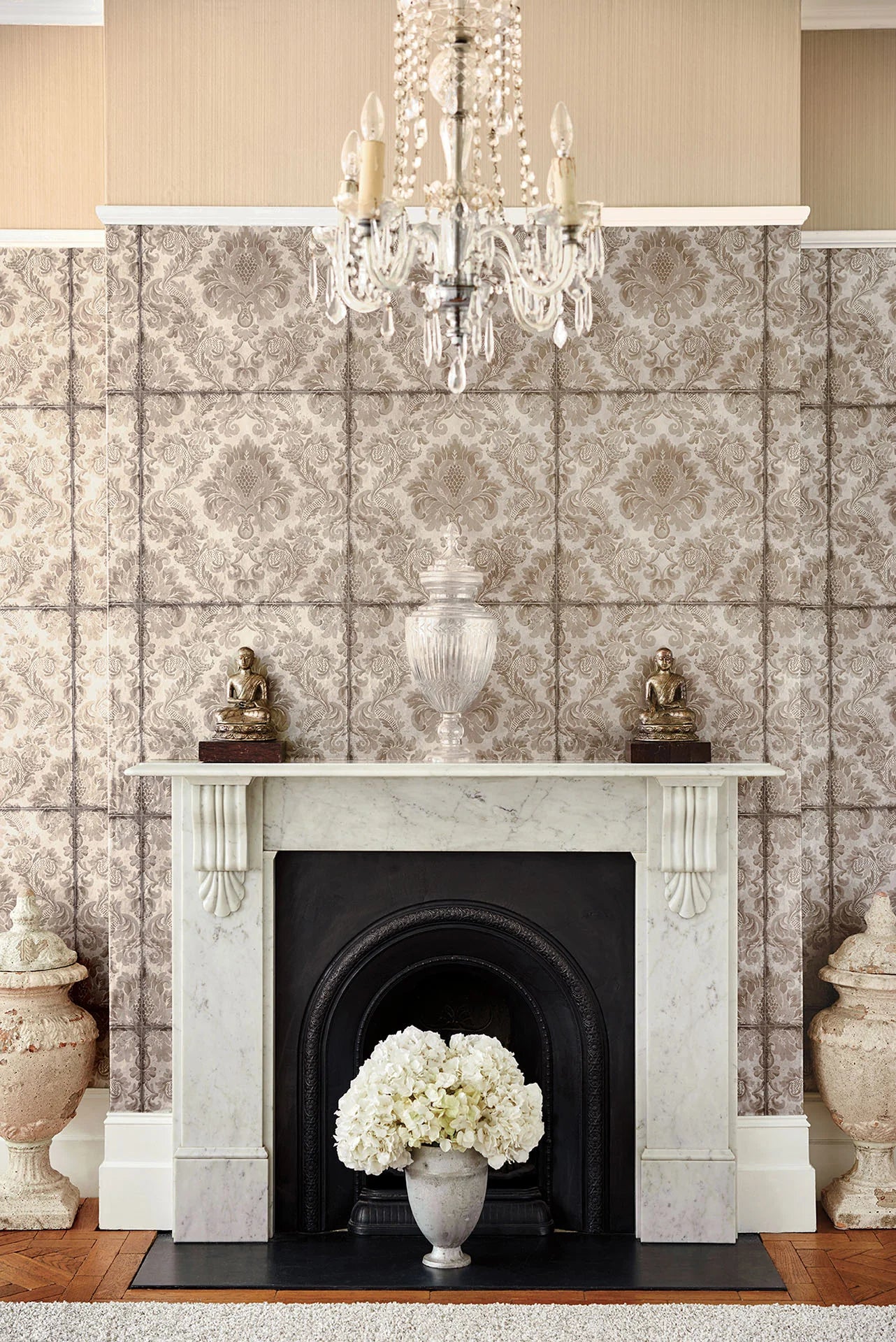 Cole & Son Mariinsky Damask Stravinsky, Metallic Gilver