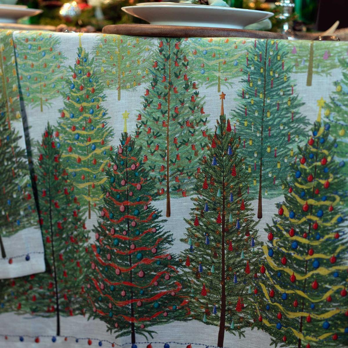 Tablecloth Fairy Trees Natural 170x270