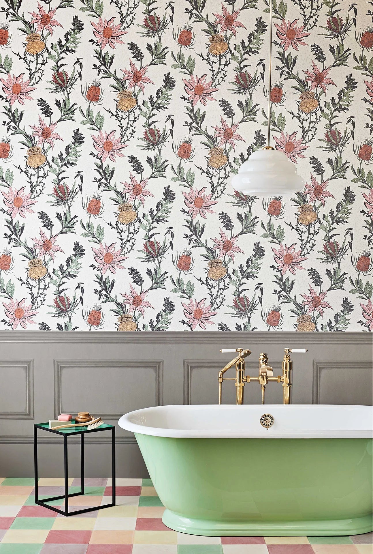 Cole & Son Botanical - Botanica, Thistle  Magenta & Orange on Parchment