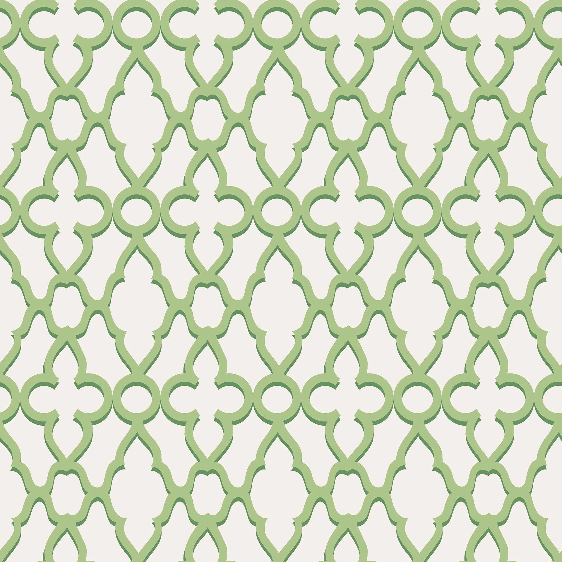 Cole & Son The Pearwood Collection.  Treillage, Leaf Green on Chalk