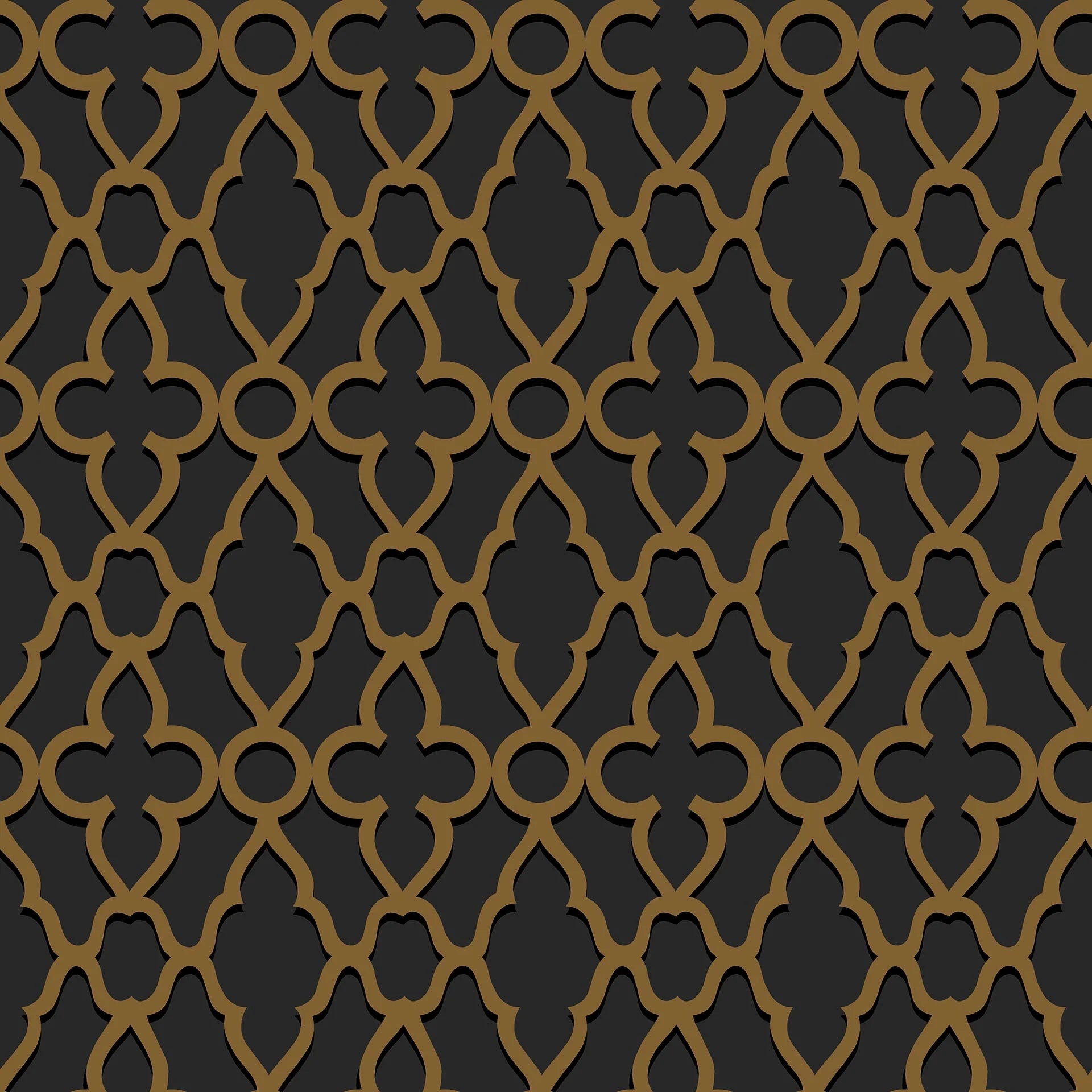 Cole & Son The Pearwood Collection.  Treillage, Metallic Bronze on Charcoal