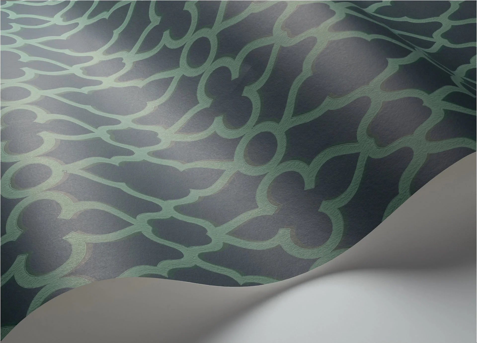 Cole & Son The Pearwood Collection.  Treillage, Viridian on Ink