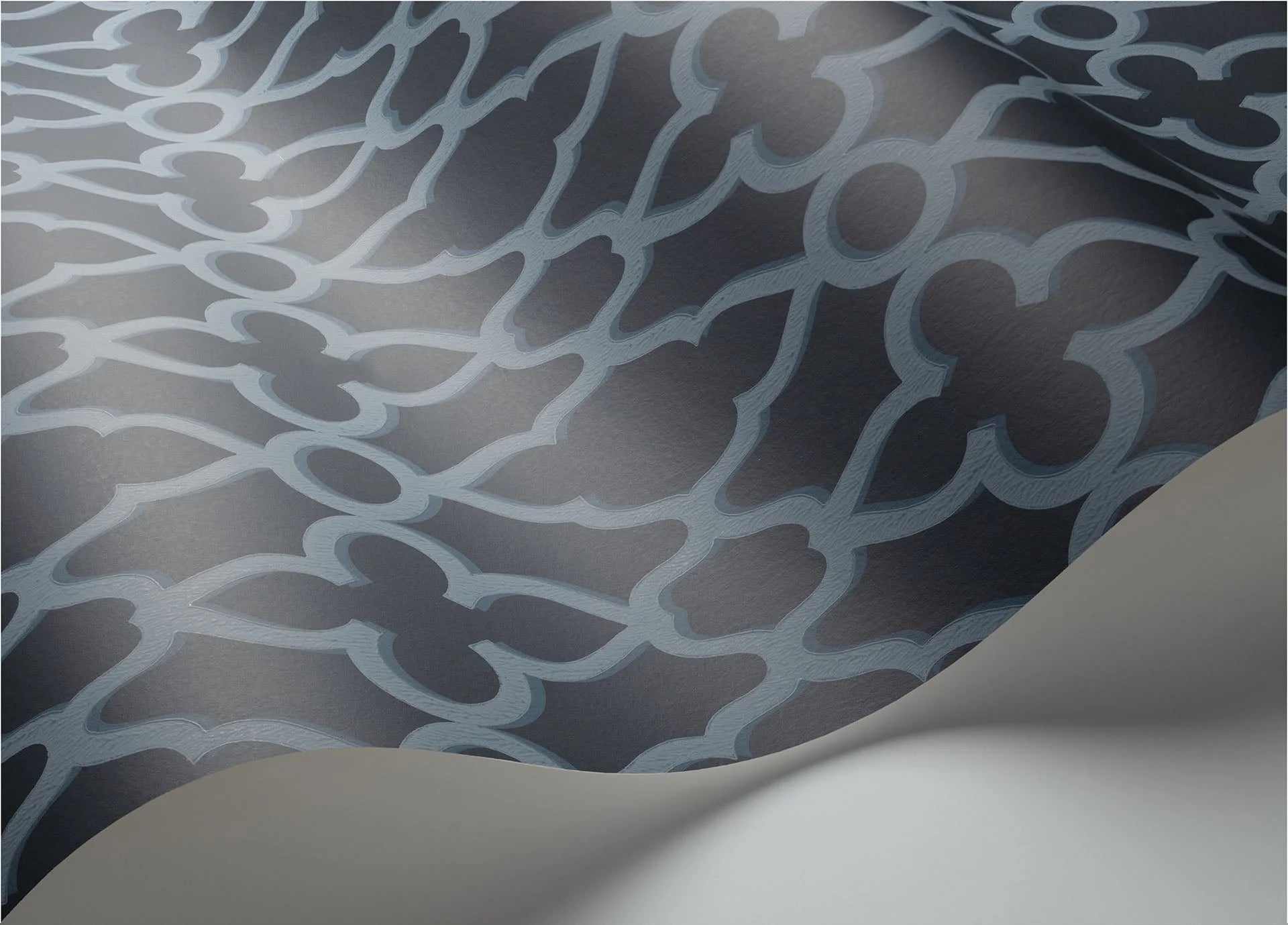 Cole & Son The Pearwood Collection.  Treillage,  Cerulean Blue on Midnight