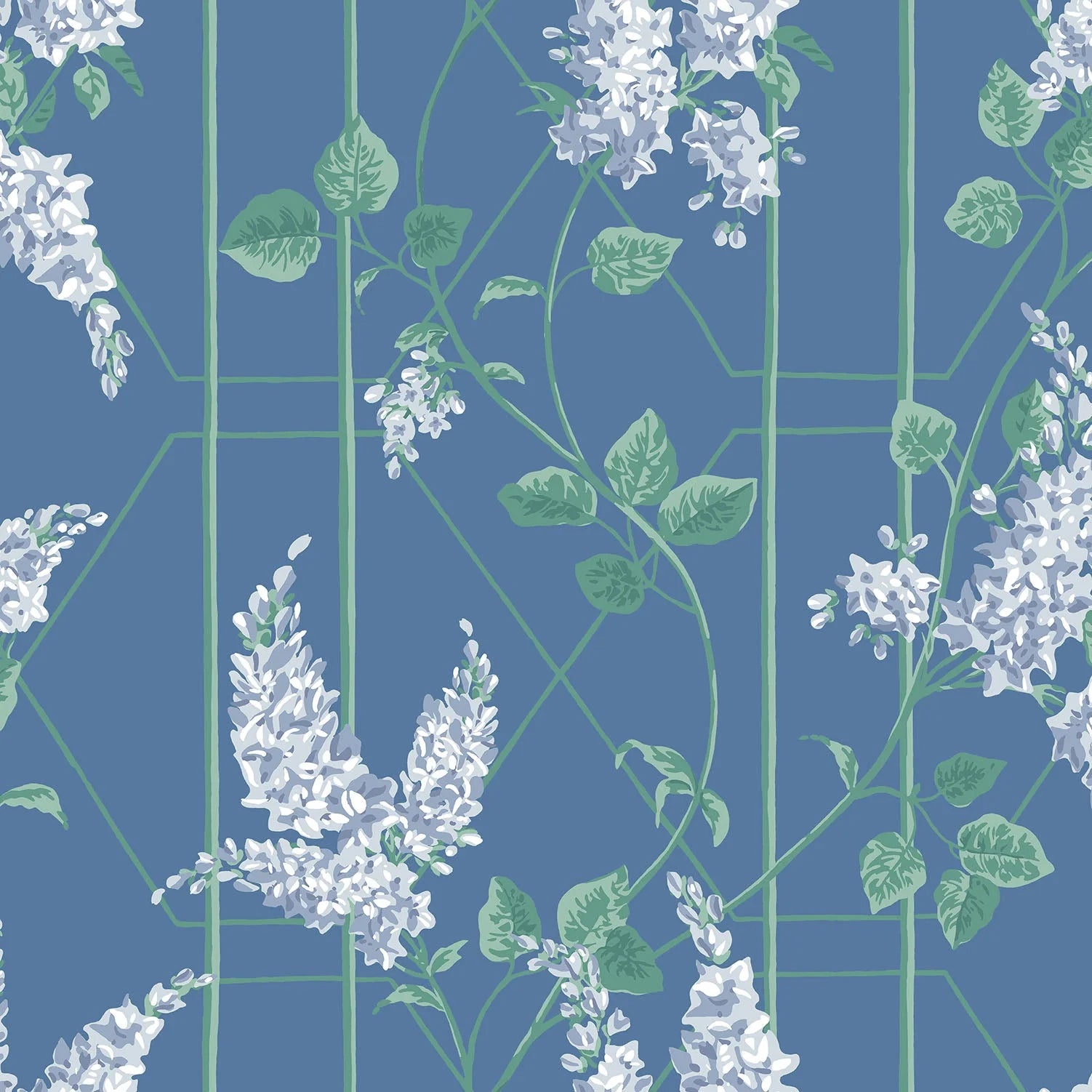 Cole & Son Botanical - Botanica, Wisteria, Powder Blue & Viridian on Cerulean Sky (kopie)