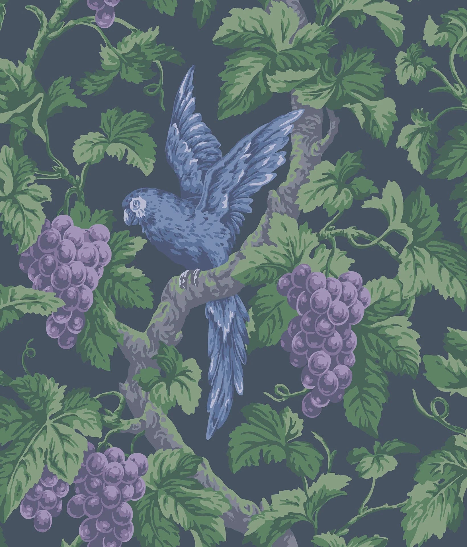 Cole & Son The Pearwood Collection.  Woodvale Orchard, Violet, Purple & Forest on Ink