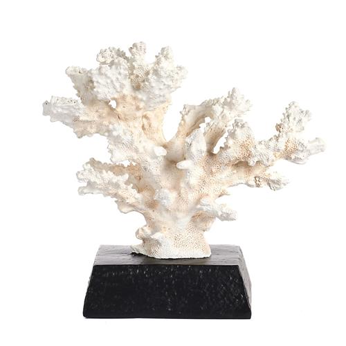 Coral on pedestal white 16.5cm