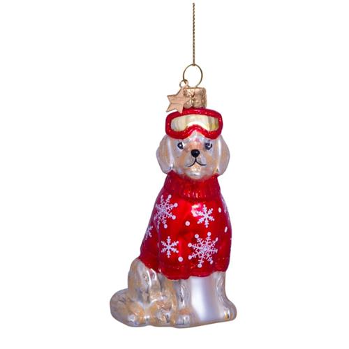 Kersthanger Golden Retriever in Ski outfit 9,5cm