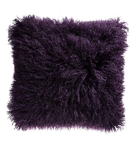 Cushion Front Lambskin Curls Purple Back Red 50X50