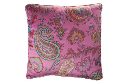 Etro sierkussen paisley roze met multicolor piping