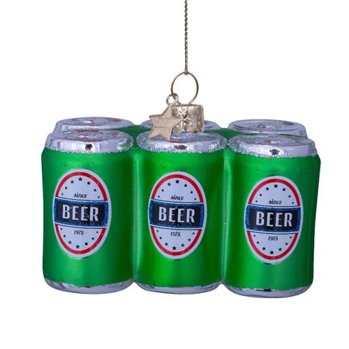 Christmas Hanger Six Pack Beer Green H6cm