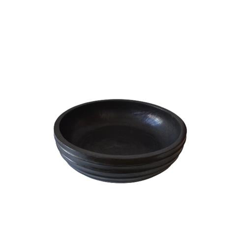 Ribbed bowl black wood D55