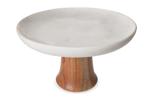 CAKE PLATE MARBLE MARBLE WITH WOOD DIA:20CM