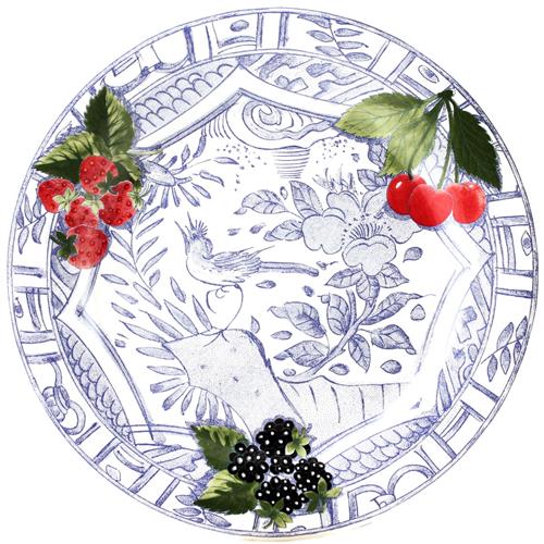 Gien Oiseau Bleu Fruits Dinerbord