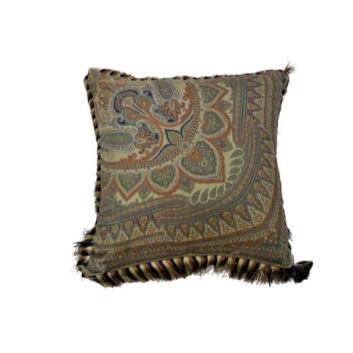 Sierkussen Paisley Creme/Blauw/Roest met Passement 45X45