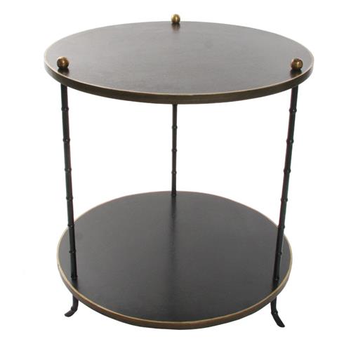 SIDE TABLE ROUND DOUBLE LEAF BLACK/GOLD D56H62