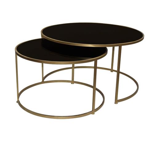 SIDE TABLE MIYO SMALL BLACK GLASS/GOLD H37 D60