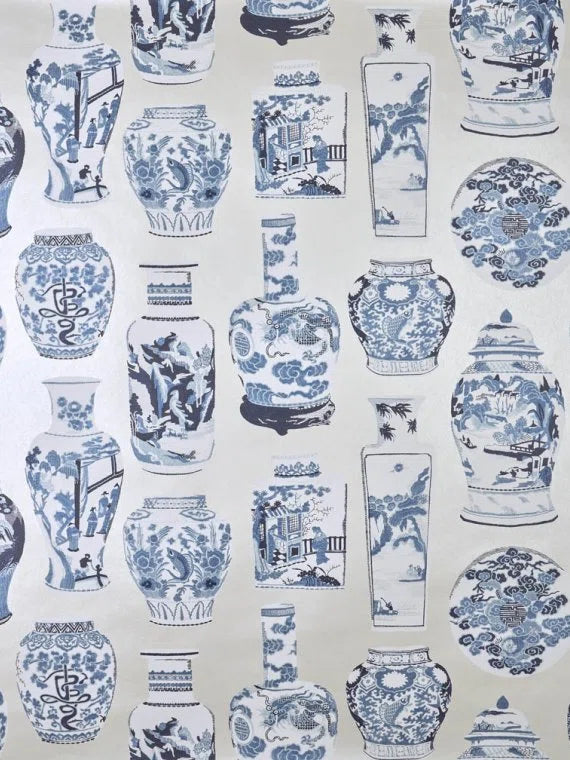 Pierre Frey Soleil Levant Qinghua Grand, Bleu de Chine