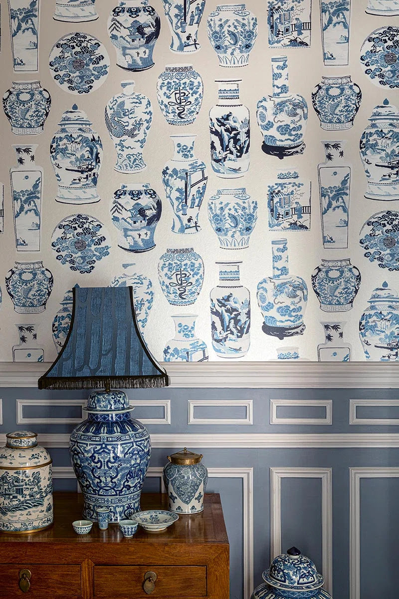 Pierre Frey Soleil Levant Qinghua Grand, Bleu de Chine