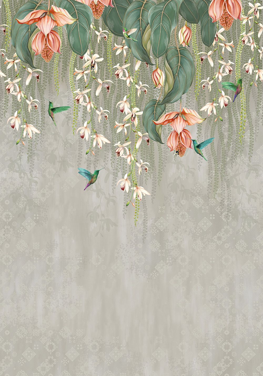 Osborne & Little Ananda Trailing Orchid, Metallic Silver