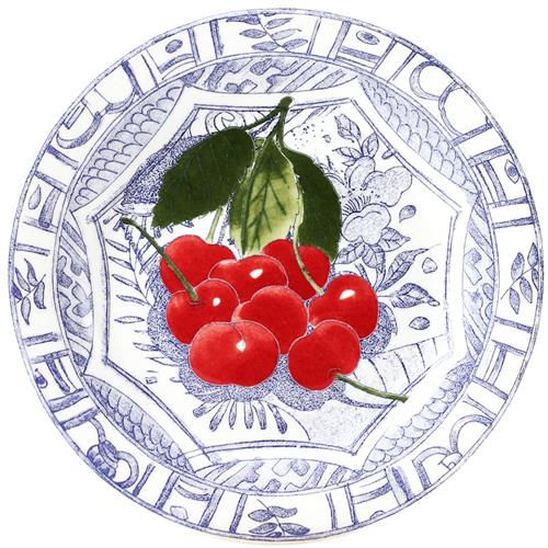 Gien Oiseau Bleu Fruits taartbordje met kersen