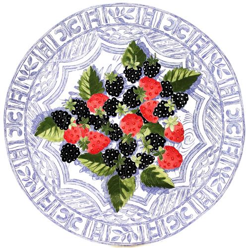 Gien Oiseau Bleu Fruits Taartschaal