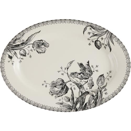 Gien Oval bowl Tulipes Noires 29cm