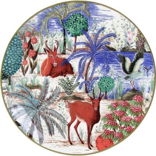 Gien Le Jardin du Palais Cake plate Antelope by Pierre Frey