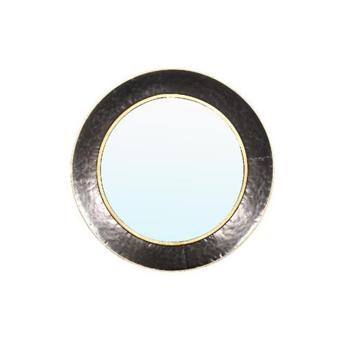 PTMD Spiegel rond Zwart Metaal met fijne gouden rand Dia: 58cm