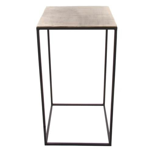 SIDE TABLE SQUARE METAL WITH GOLDEN LEAF H: 75 CM D: 40 CM