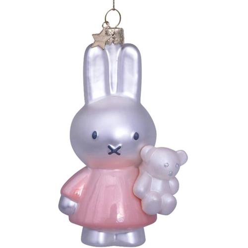 Christmas pendant Miffy with bear baby pink 11cm
