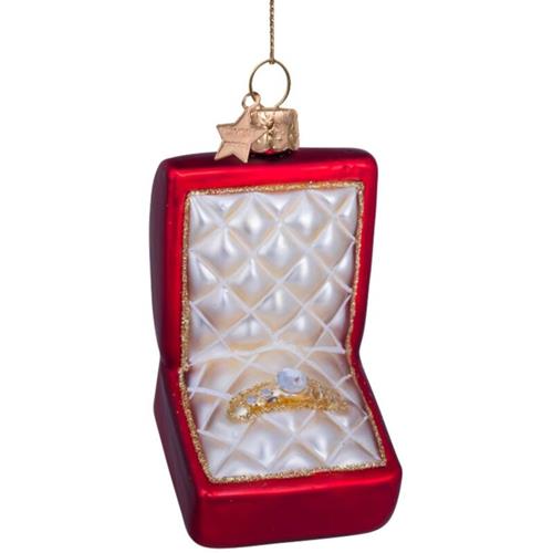 Christmas pendant red box with wedding ring 9cm