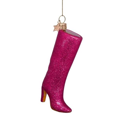 Kersthanger Glitterlaars Rood  H11,5 cm