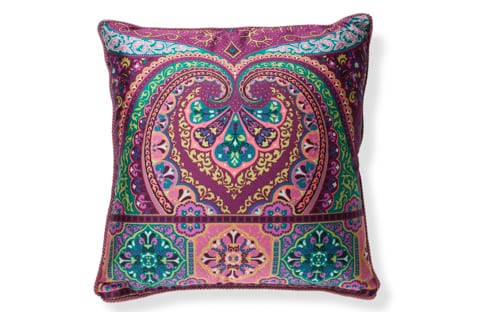 Etro sierkussen paisley multicolors met piping paars